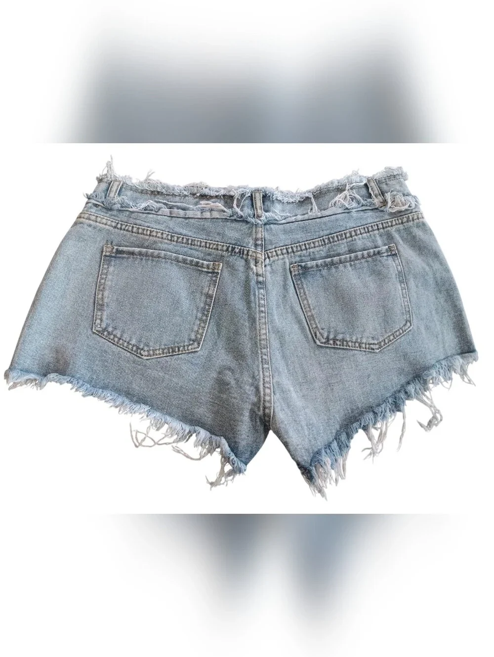 Frayed Edge Light Blue Denim Shorts